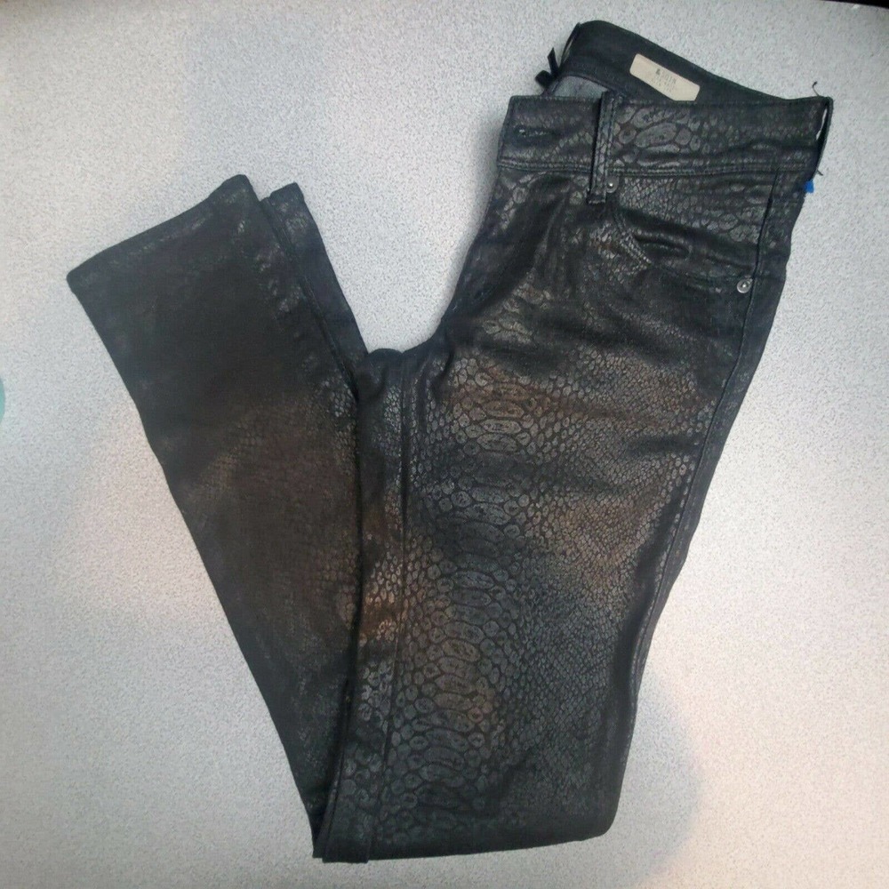 H&M jeans SQUIN snake print black sz 27 slim leg
